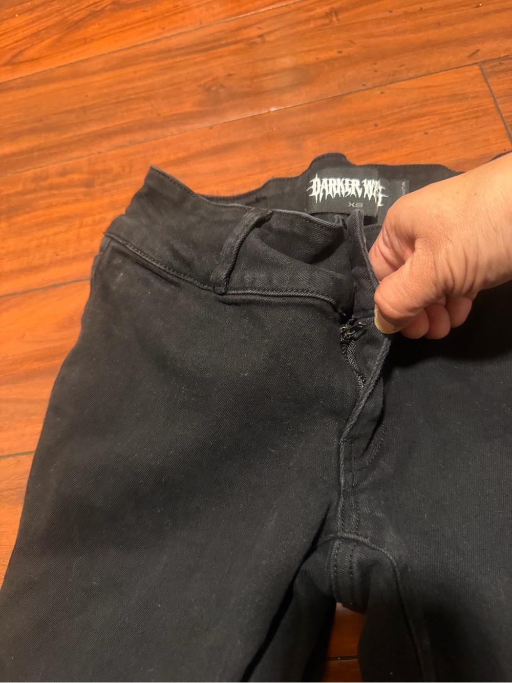 Darker Wavs black EPIC flared jeans pants dollskill sizes XS - Picture 6 of 11